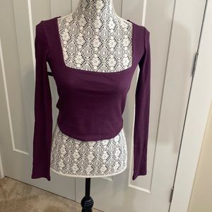 Zara plum colored cropped top, long sleeve, size medium
